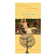 Bright Rainbow Bird Tree Thank You Photo Card