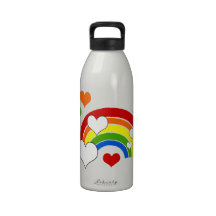 Bright Rainbow with Hearts Water Bottle