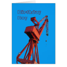 Bright Red Crane Birthday Boy Card