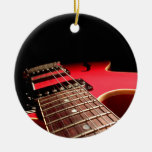 Bright Red Electric Guitar Photo Christmas Tree Ornaments