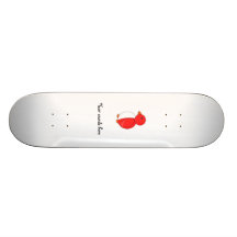 Bright red penguin skate deck