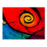 Bright Red Swirl Abstract Groovy Art Post Card