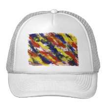 Bright Red Yellow Blue Painted Blob Stripes Hats