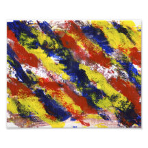 Bright Red Yellow Blue Painted Blob Stripes Photographic Print