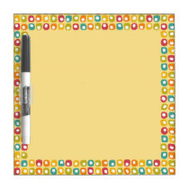 Bright retro square dots pattern red teal yellow dry erase boards
