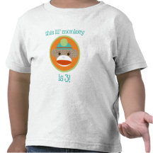 Bright Sock Monkey: Third Birthday Tee