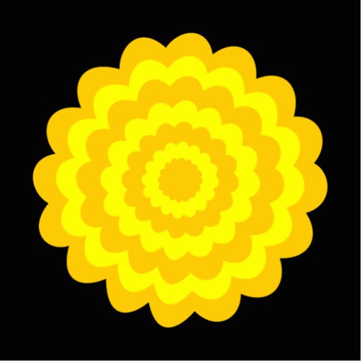 Bright sunny yellow flower. On Black. Cut Out