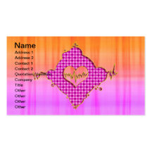 Bright Trendy Pink and Orange Heart Beat Business Card