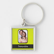 Bright yellow personalized photo key chain