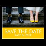 Bright Yellow Photo Save the Date Postcard postcards