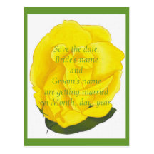Bright Yellow Rose Save the date wedding postcards