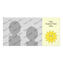Bright Yellow Summer Sun. Smiling Face. Photo Card