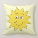 Bright Yellow Summer Sun. Smiling Face. Throw Pillow