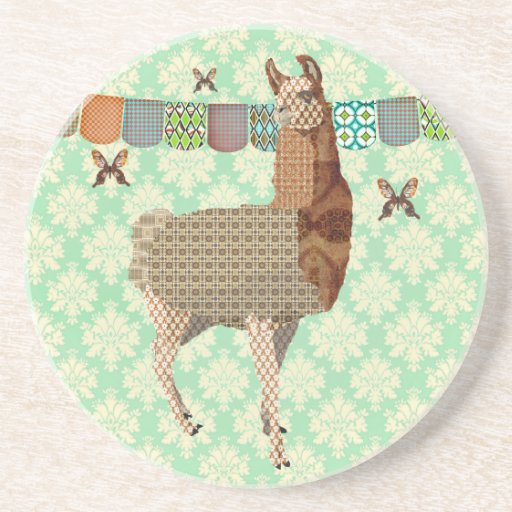 Brilliant Bronze Butterflies & Llama Art Coaster