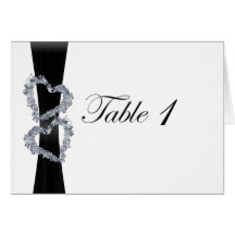 Brilliant Hearts: Black Ribbon and Diamond Hearts Card