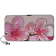 Brilliant Pink Hawaiian Hibiscus Flowers Travel Speakers