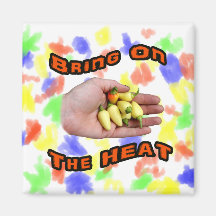 Bring On The Heat White Hot Pepper Pile Hand Magnets