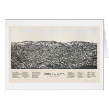 Bristol, CT Panoramic Map - 1889 Greeting Cards