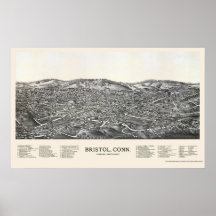 Bristol, CT Panoramic Map - 1889 Poster