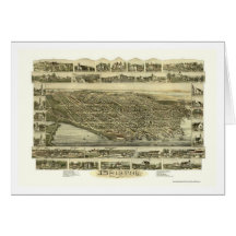Bristol, RI Panoramic Map - 1891 Greeting Cards
