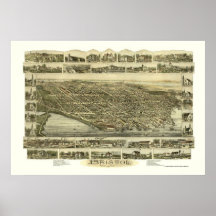 Bristol, RI Panoramic Map - 1891 Print