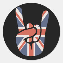 Brit Rock Hand Round Stickers