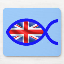 British Christian Fish Symbol Flag Mouse Mat