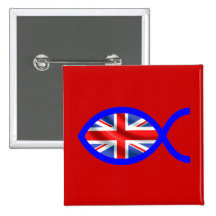 British Christian Fish Symbol Flag Pins
