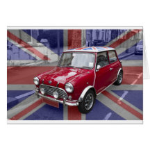 British Classic Mini car Greeting Card