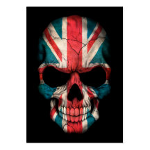 British Flag Skull on Black Business Card Template