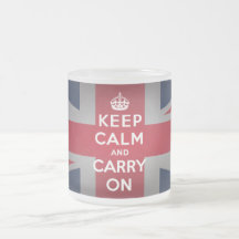 British Keep Calm Frosted Glass Coffee Mug Cup