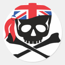 British Pirate Round Stickers