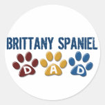 BRITTANY SPANIEL DAD Paw Print 1 Round Sticker