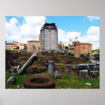 Broken Columns of an old ruin, Roman Forum, Rome Poster
