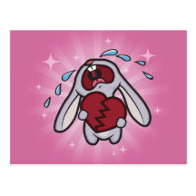 Broken Hearted Bunny (Pink) Postcard Art