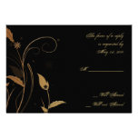 Bronze Art Deco Peacock and Floral Response Card Personalised Invite