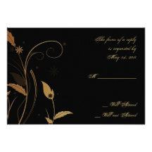 Bronze Art Deco Peacock and Floral Response Card Personalised Invite