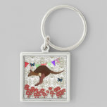Bronze & Blush Wallaby  Olive Damask Keychain keychains