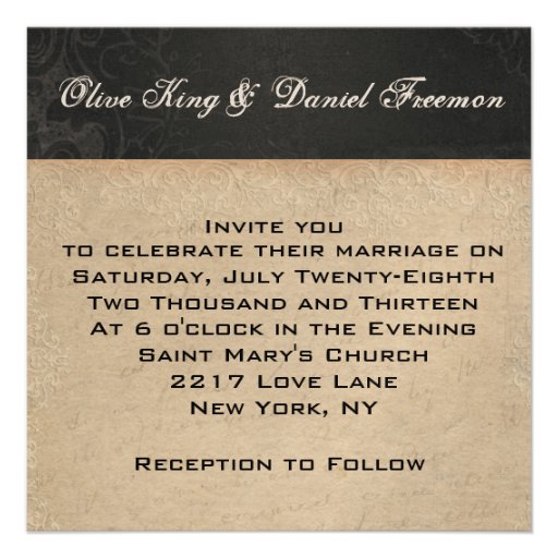 Bronze Buck Elegant Black & White Wedding Invitati Announcement
