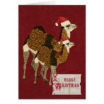 Bronze Camels Crimson Christmas Card