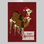 Bronze Camels Crimson Christmas Card cards
