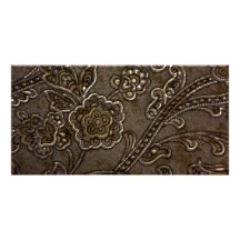 Bronze Floral Relief Photo Card