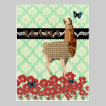Bronze Llama Mint Julep Damask  Postcard postcards