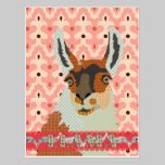 Bronze Llama Pink  Damask  Postcard postcards