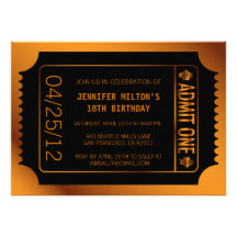 Bronze Movie Ticket Personalised Invitations
