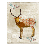 Bronze Ornate Deer White Vintage Postcard