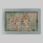 Bronze Rosa Giraffes Damask Belt Buckle belt buckles