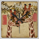 Bronze Rosa Giraffes Kiss Clock wall clocks