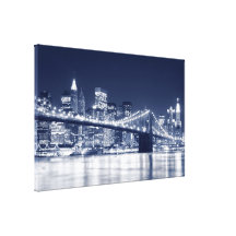 Brooklyn Bridge At Night, New York City Stretched Canvas Prints