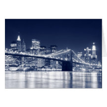 Brooklyn Bridge at Night, New York City Card